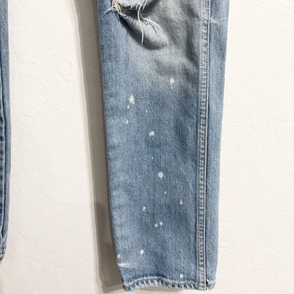 Amo Jeans 26 Kate Spin the Bottle Straight Crop Denim Distressed Bleach Mid - Picture 3 of 8